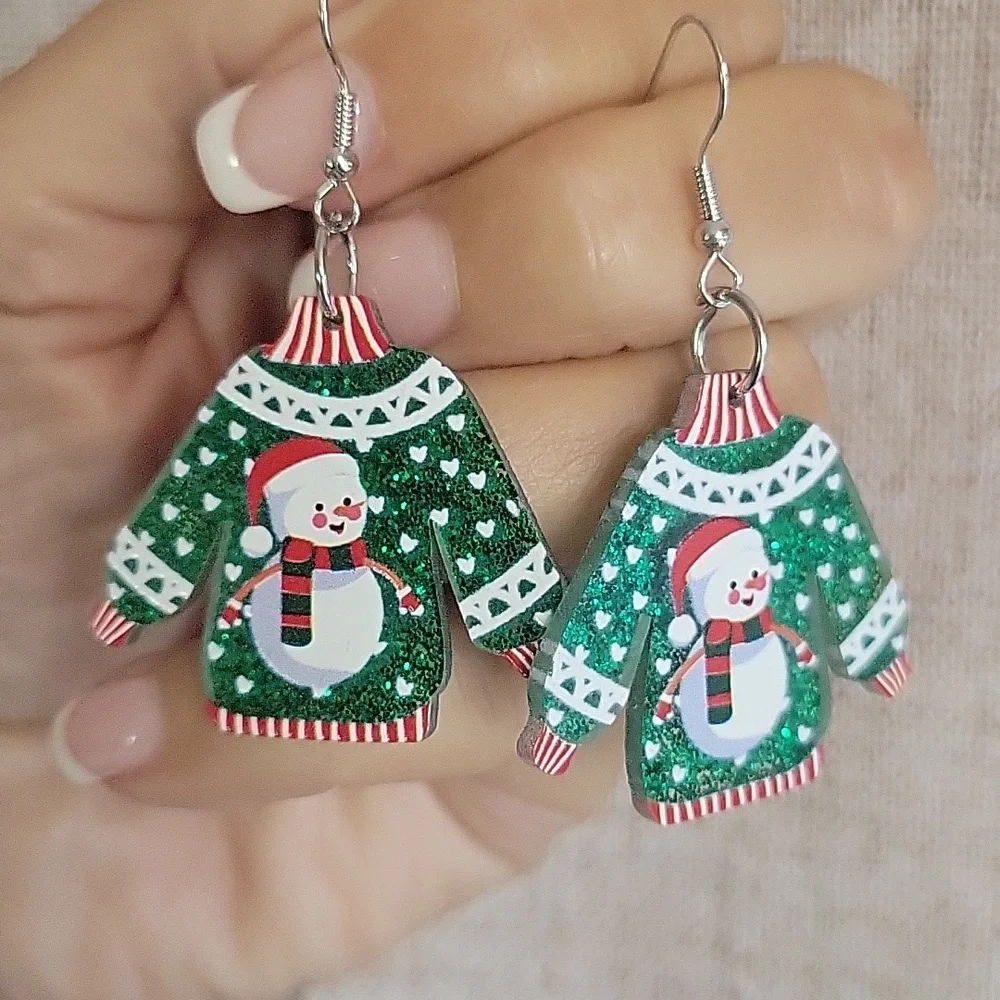 Snowman Sparkle Sweater Earrings
